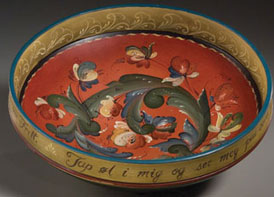 Rosemaling bowl by Rebecca Wilhelmsen, 2007. Photo by Jason Dowdle.